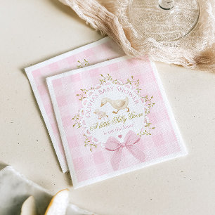 Serviette En Papier Fête de bébé Silly Goose Rose à Carreaux