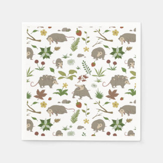Serviette En Papier Fête de campagne en bois clair avec opossum blanc