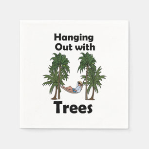 Serviette En Papier Fête de camping en hamac avec les arbres