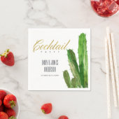 SERVIETTE EN PAPIER FÊTE DE COCKTAIL A L'AQUARELLE DE FEUILLAGE DE CAC (En situation)