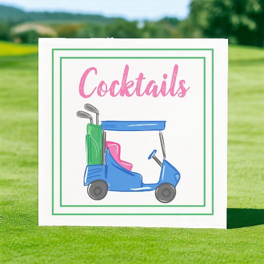 Serviette En Papier Fête de cocktail avec un chariot de golf bleu Prép