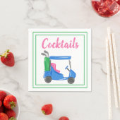 Serviette En Papier Fête de cocktail avec un chariot de golf bleu Prép (En situation)