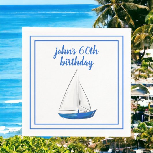 Serviette En Papier Fête de cocktail chic bleu naval