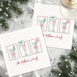 Serviette En Papier Fête de Cocktail de Noël Festive