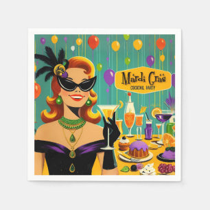 Serviette En Papier Fête de cocktail Martini Gras Rétro des années 50