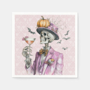 Serviette En Papier Fête de cocktails de squelettes gothiques Hallowee