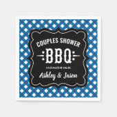 Serviette En Papier Fête de Couple BBQ Gingham Bleu Rustique (Devant)