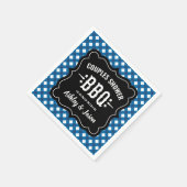Serviette En Papier Fête de Couple BBQ Gingham Bleu Rustique (Coin)