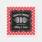 Serviette En Papier Fête de couples BBQ Gingham Rouge Rustique (Devant)