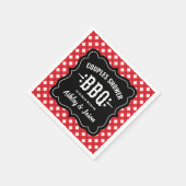 Serviette En Papier Fête de couples BBQ Gingham Rouge Rustique (Coin)
