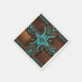 Serviette En Papier Fête de cow-boy rustique sarcelle marron Western C (Coin)