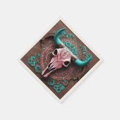 Serviette En Papier Fête de cowgirl rustique crâne de taureau country (Coin)