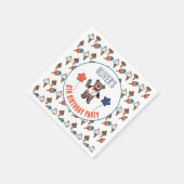 Serviette En Papier Fête de crème glacée rouge blanc et bleu Anniversa (Coin)