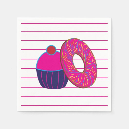 Serviette En Papier Fête de Cupcake Donut (Devant)