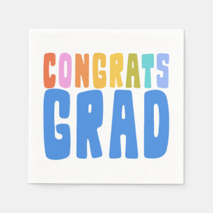 Serviette En Papier Fête de diplômé Félicitations Rétro Gras Arc-en-ci