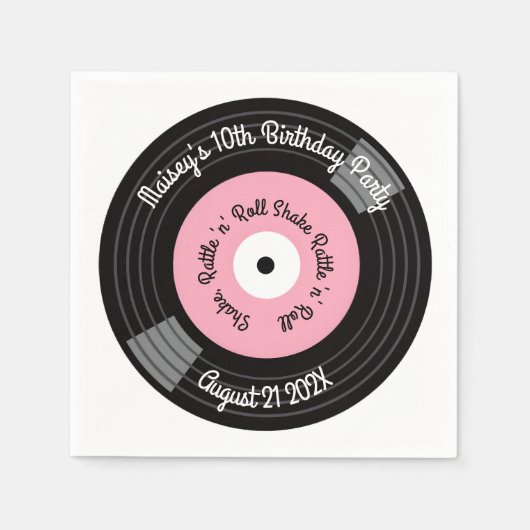 Serviette En Papier Fête de disques vinyles rétro (Devant)