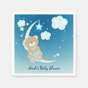 Serviette En Papier Fête de douche de bébé Teddy Bear Moon & Stars sau