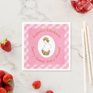 Serviette En Papier Fête de douche rose à carreaux pour future maman