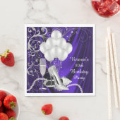 Serviette En Papier Fête de femme chaussure argent violet (En situation)