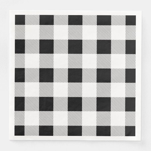 Serviette En Papier fête de ferme rustique plaid noir et blanc de buff (Devant)