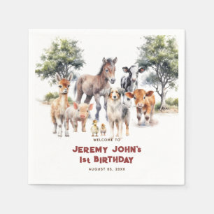 Serviette En Papier Fête de fête moderne Animaux de ferme Bienvenue