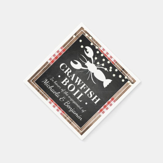 Serviette En Papier Fête de fiançailles au bois rustique avec écreviss (Coin)