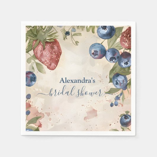 Serviette En Papier Fête de fiançailles aux fraises douce comme un fru (Devant)