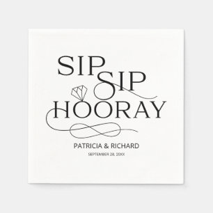 Serviette En Papier Fête de fiançailles Black And White Sip Sip Hourra