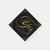 Serviette En Papier Fête de fiançailles Black Gold She Said Yes (Coin)