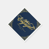 Serviette En Papier Fête de fiançailles Bleu marine Or Nous sommes fia (Coin)
