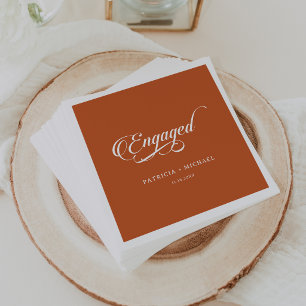 Serviette En Papier Fête de fiançailles calligraphiée en terracotta cl