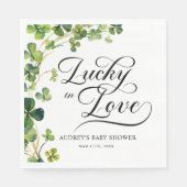 Serviette En Papier Fête de Fiançailles Chanceux en Amour Trèfle Vert (Devant)
