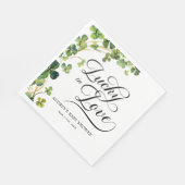 Serviette En Papier Fête de Fiançailles Chanceux en Amour Trèfle Vert (Coin)