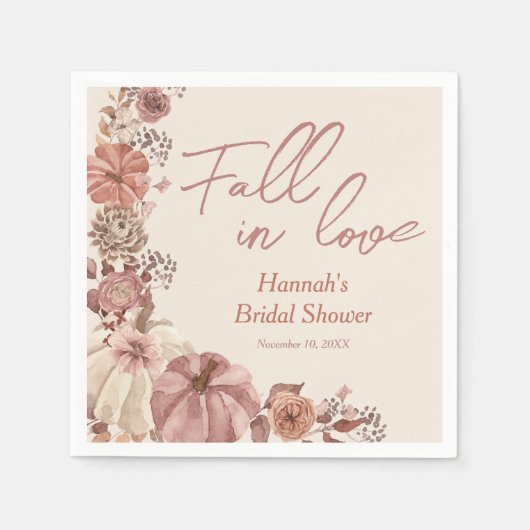 Serviette En Papier Fête de Fiançailles Citrouille Amour Automnal (Devant)