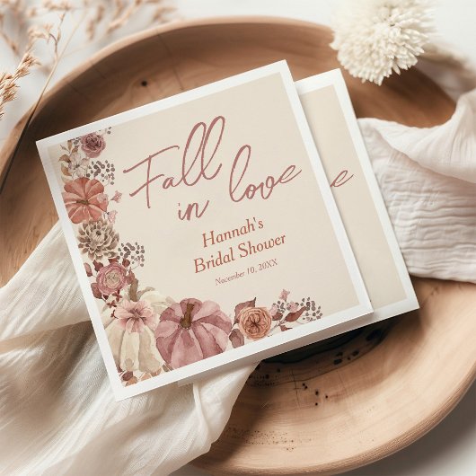 Serviette En Papier Fête de Fiançailles Citrouille Amour Automnal