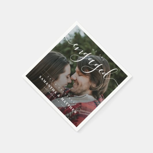 Serviette En Papier Fête de fiançailles de couple élégant et stylé (Coin)