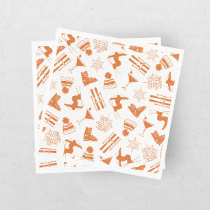 Serviette En Papier Fête de Fiançailles de Ski Après Hiver Orange