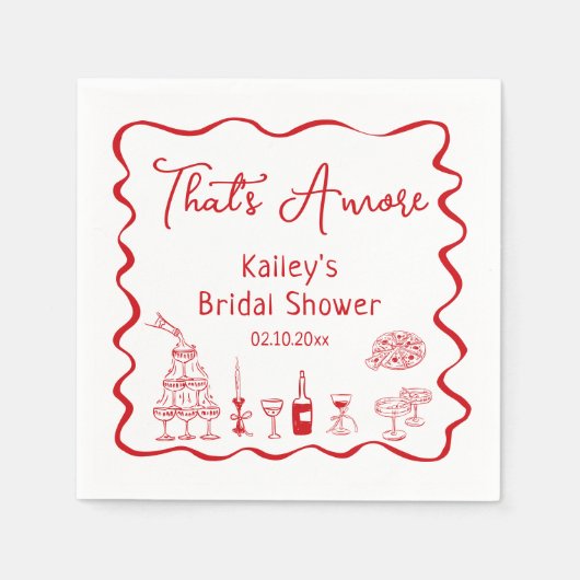 Serviette En Papier Fête de Fiançailles Dessinée à la Main C'est l'Amo (Devant)
