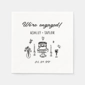 Serviette En Papier Fête de fiançailles drôle dessinée à la main (Devant)