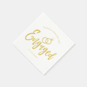 Serviette En Papier Fête de Fiançailles Écriture Or (Coin)