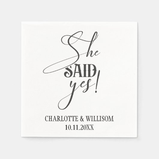 Serviette En Papier Fête de Fiançailles Elle a Dit Oui (Devant)
