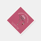 Serviette En Papier Fête de Fiançailles Flamingo Papier Personnalisé (Coin)