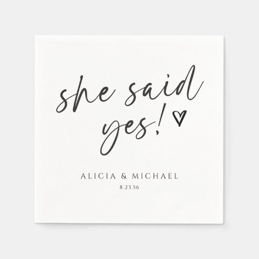 Serviette En Papier Fête de Fiançailles Moderne Écriture Manuscrite (Devant)