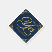 Serviette En Papier Fête de fiançailles Navy Blue Gold Elle a dit oui (Coin)