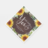Serviette En Papier Fête de fiançailles Rustique Tournesol Elle a dit (Coin)