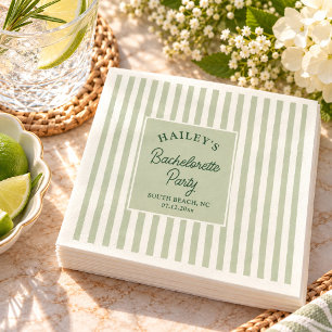 Serviette En Papier Fête de Fiançailles Vert Sauge Chic Côté Mer