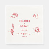 Serviette En Papier Fête de fiançailles Whimsical Red Let's Toast (Devant)