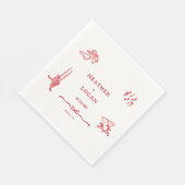 Serviette En Papier Fête de fiançailles Whimsical Red Let's Toast (Coin)