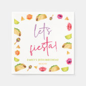 Serviette En Papier Fête de Fiesta Taco, fête mexicaine d'anniversaire (Devant)