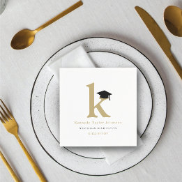 Serviette En Papier Fête de fin d'études avec monogramme classique K e